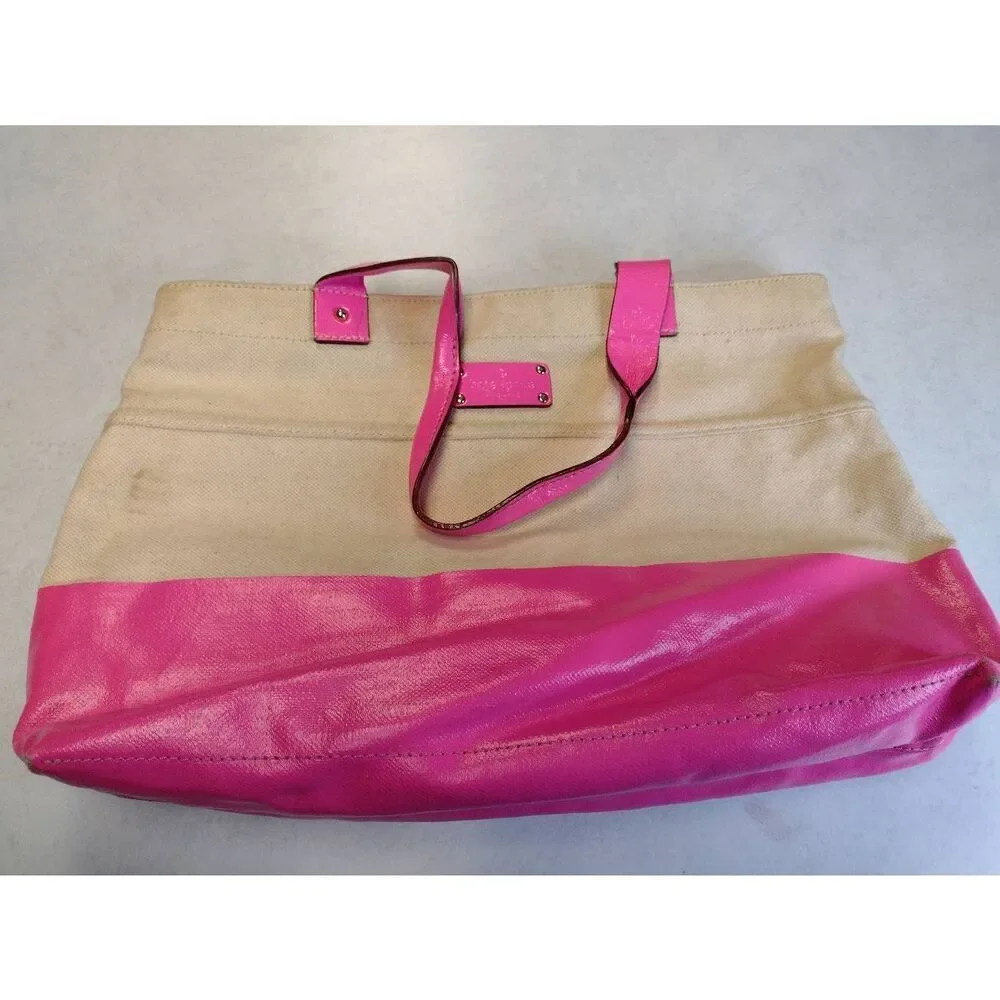 Kate Spade New York Horseshoe Cove Magazine Tote Pink Cream Handbag